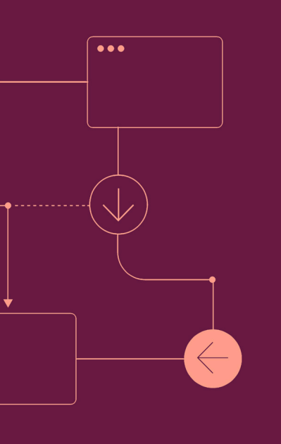 Illustration representing a flowchart related to cookie policies, with arrows and a download icon