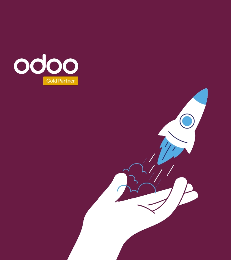 Rocket launch icon representing the drive for business growth with Odoo ERP solutions