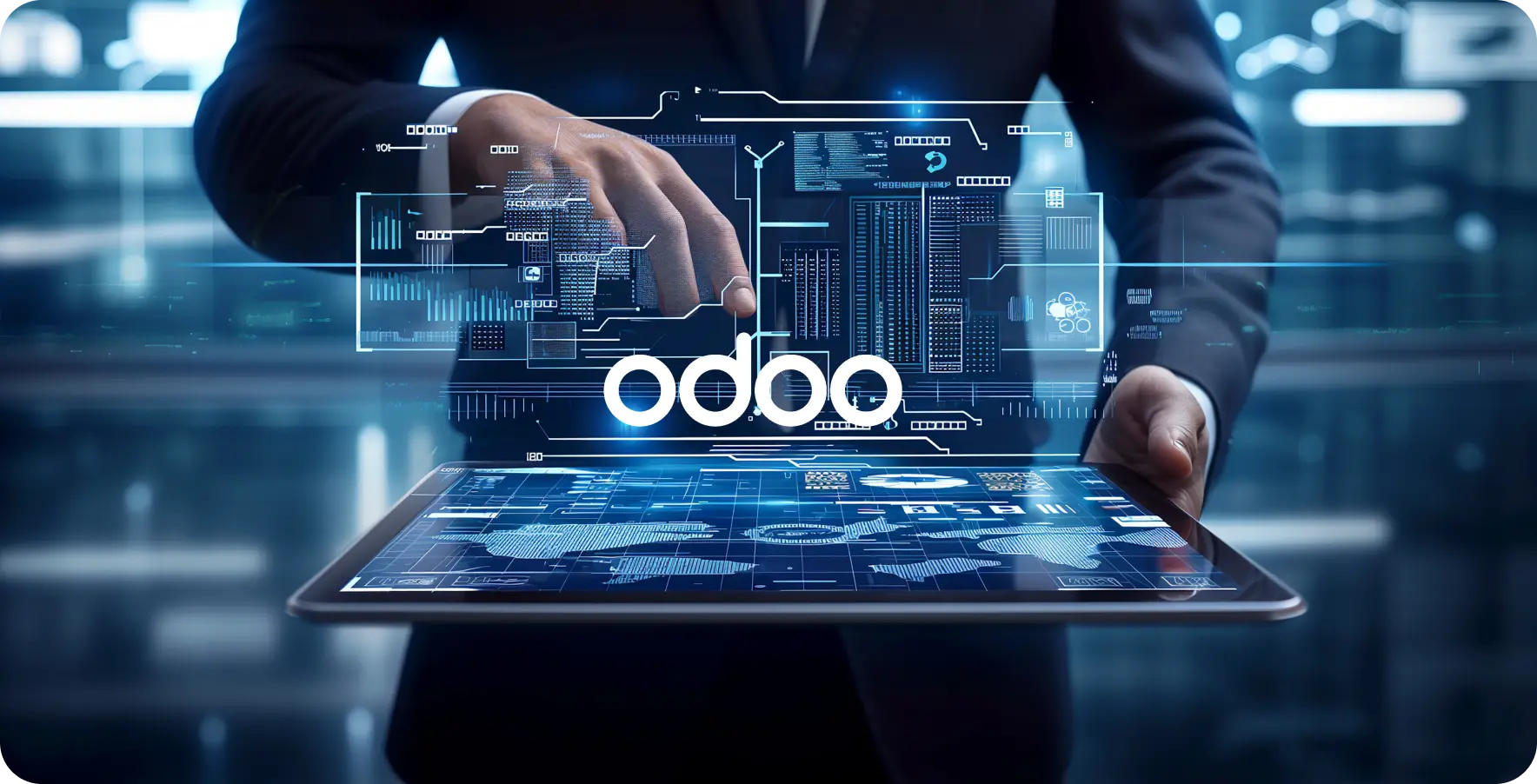 Odoo AI integration overview, highlighting capabilities for businesses